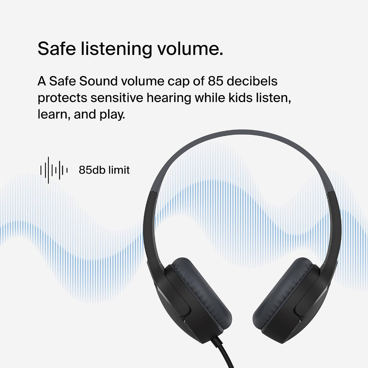 Belkin SoundForm Mini Wired On-Ear for Over-Ear Headset for Children with inline Microphone for Online Learning, School, Travel, Play, For 3.5mm Compatible Devices - Black, Kids Headphones (Wired)