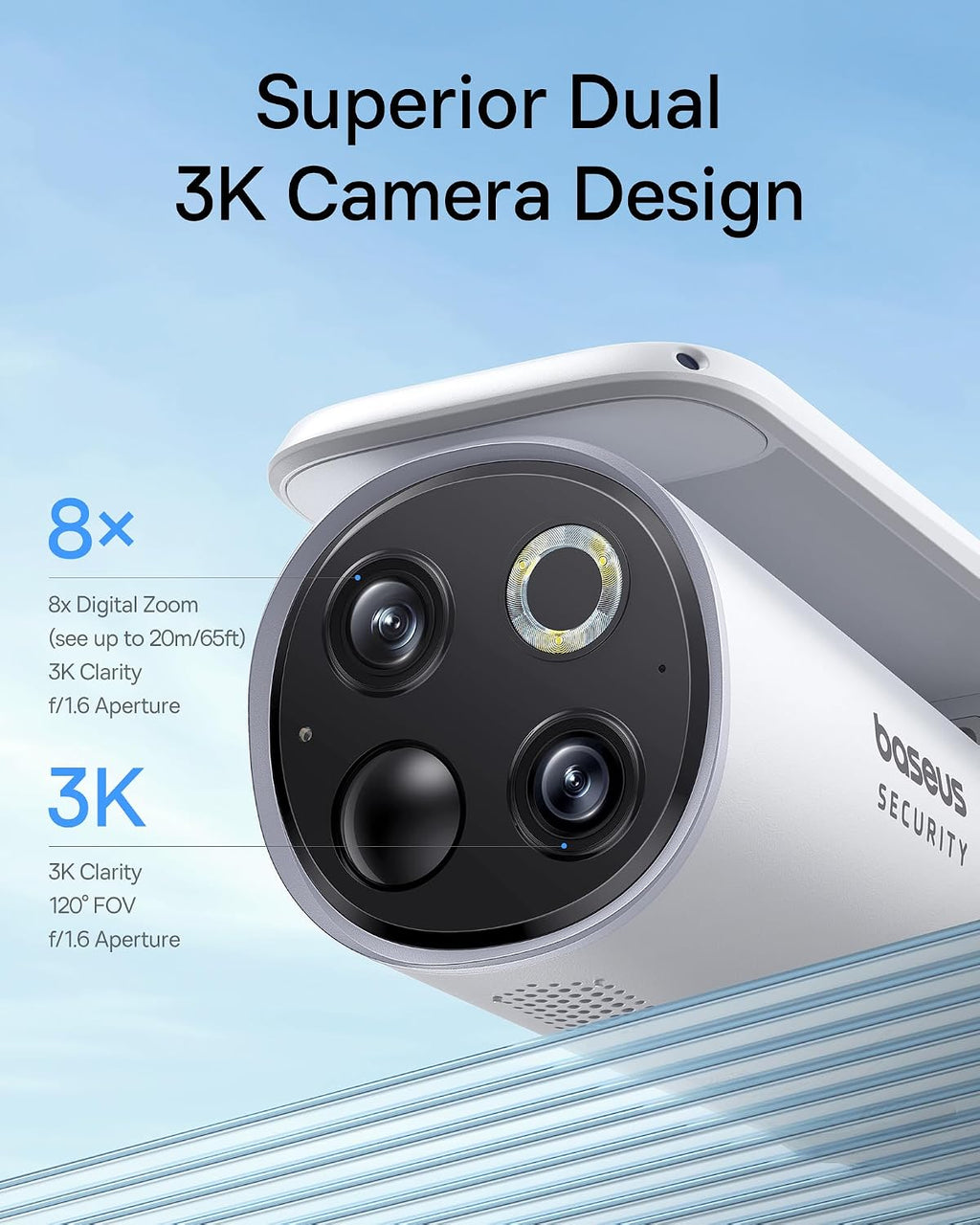 Baseus S1 Pro Solar Outdoor Security Camera 3K — 2-Camera Kit — White