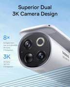 Baseus S1 Pro Solar Outdoor Security Camera 3K — 2-Camera Kit — White