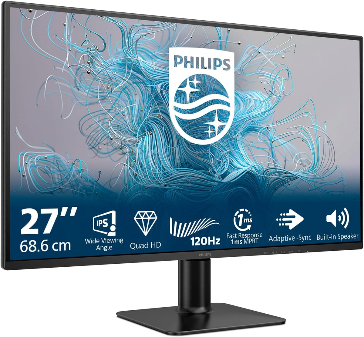 Philips 27E2N2500 27 Inch QHD Monitor, 120Hz, IPS, 1ms MPRT Adaptive Sync HDR10 (2560x1440,HDMI 1x 2.0,DP 1x 1.4) Black/red — Black