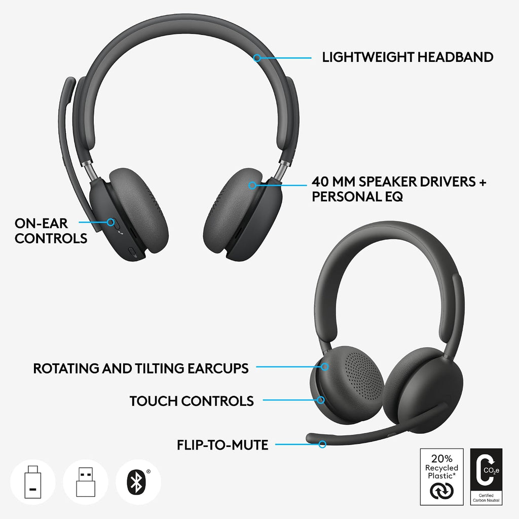Logitech Zone Wireless 2 Headset — Graphite