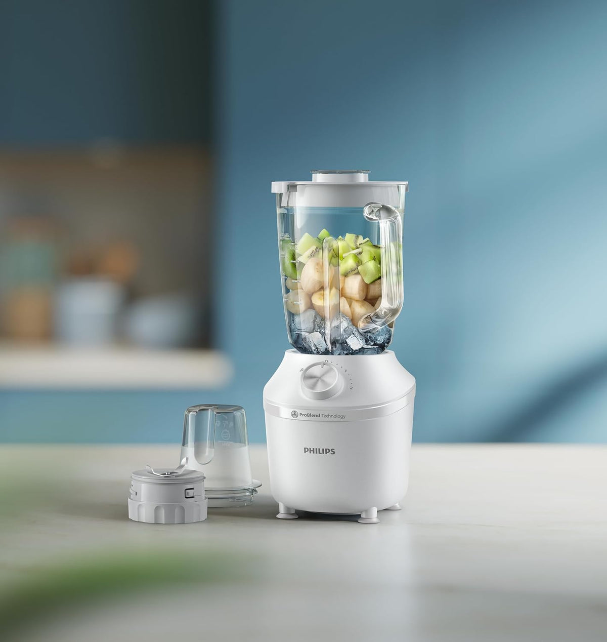 Philips Blender 600W, 2L Glass Jar Capacity, 2 Speed Settings + Pulse — white