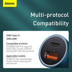 Baseus Car Charger 40W USB C Adaptor, PD 3.0 QC 4.0 Phone Fast Charging With Simple Wisdom Data Cable Type-C to Lightning Cable 1M — Blue