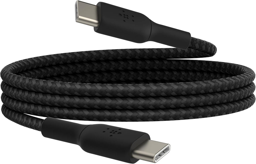 Belkin Fast Charge braided USB C to fast charger cable, USB type C charger cable fast charging for iPhone 15, Samsung Galaxy S23, Google Pixel, iPad, MacBook, Nintendo and more - 1m, Black