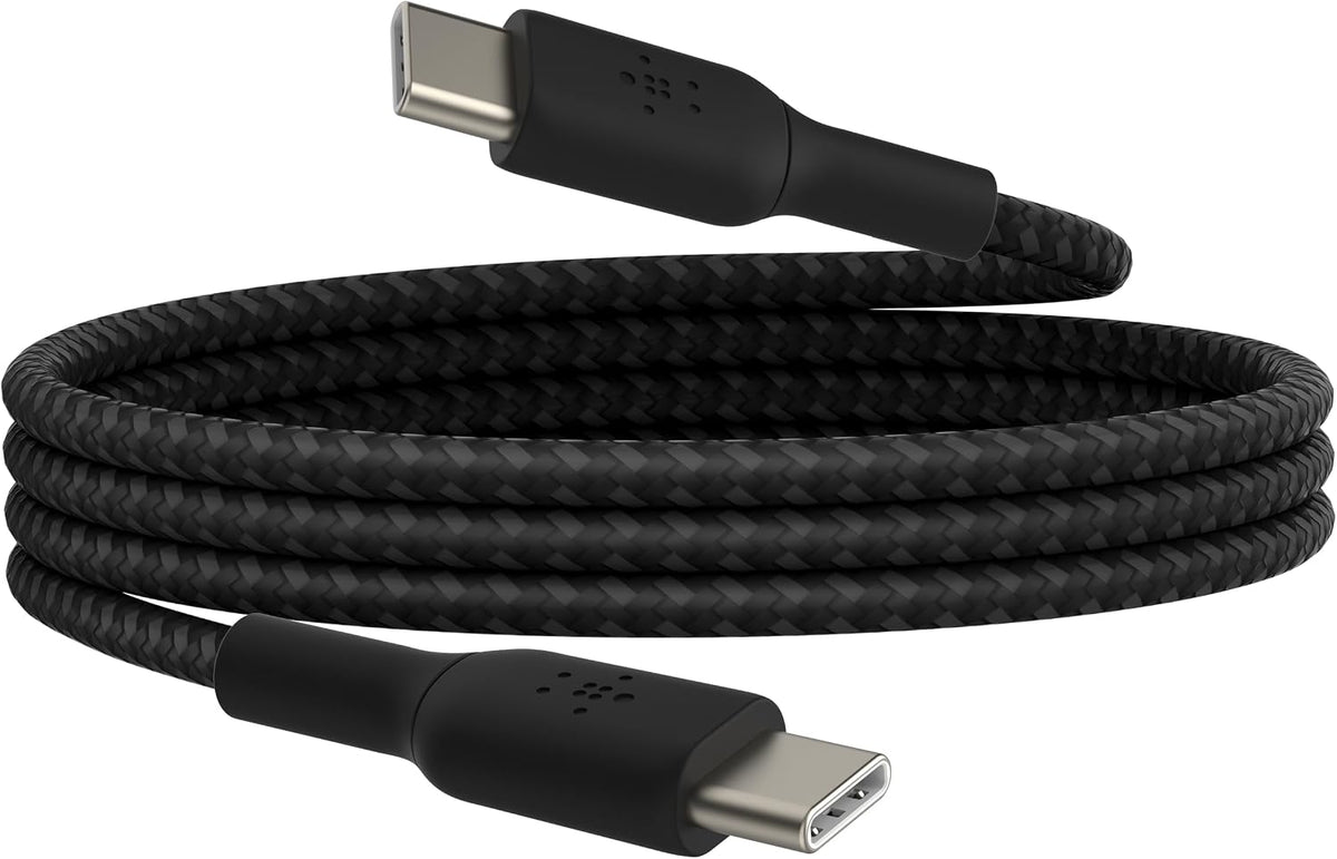 Belkin Fast Charge braided USB C to fast charger cable, USB type C charger cable fast charging for iPhone 15, Samsung Galaxy S23, Google Pixel, iPad, MacBook, Nintendo and more - 1m, Black
