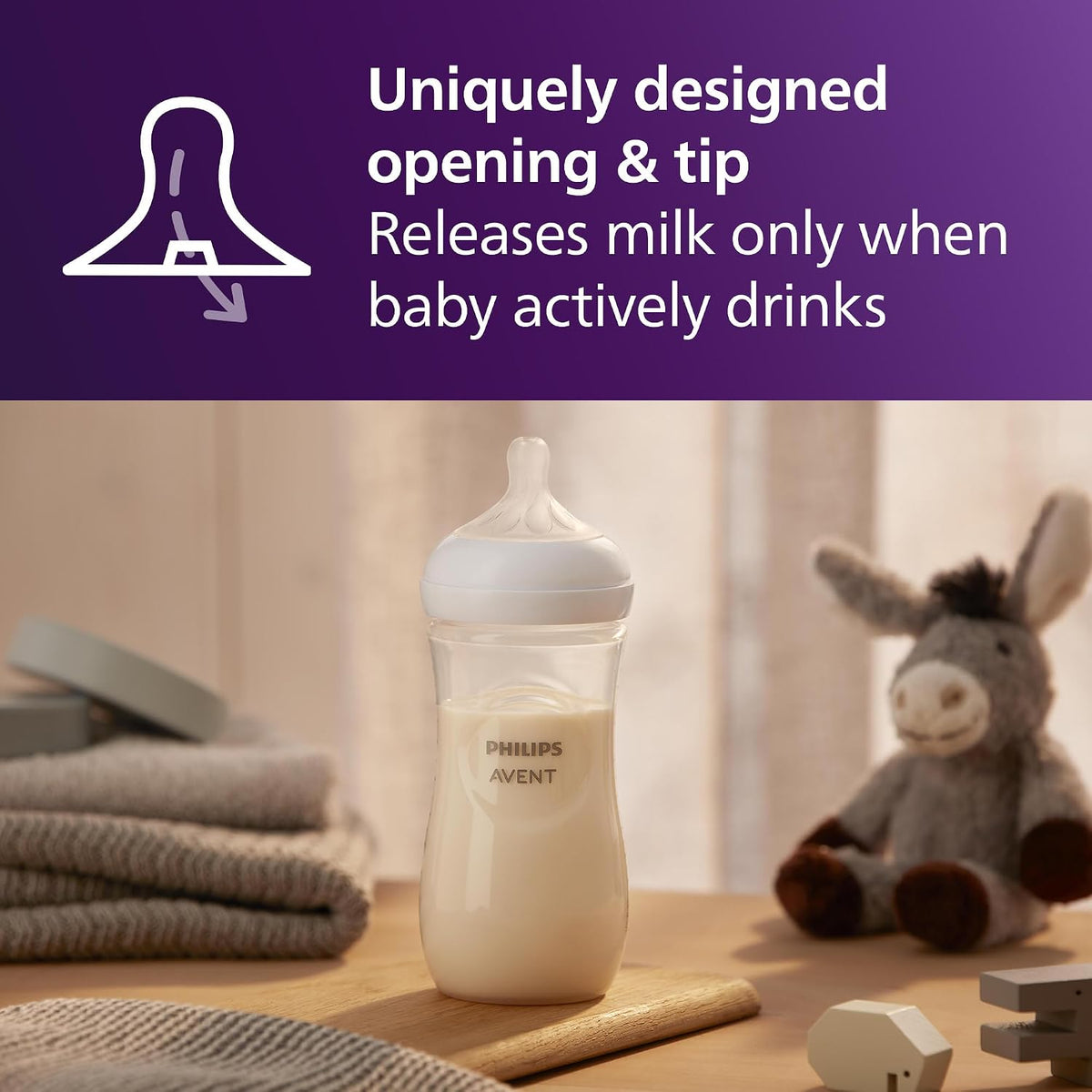 Philips AVENT Natural Baby Bottle with Natural Response, Clear, 11oz, 4pk, SCY906/04 — Clear