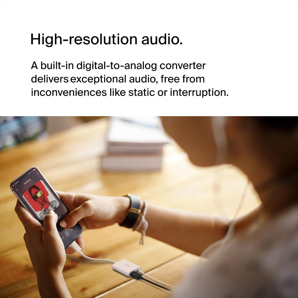 Belkin RockStar™ 3.5mm Audio + USB-C® Charge Adapter, Headphone Adapter w/USB-C 60W Power Delivery Fast Charging for iPhone 15, iPad Pro, Galaxy, Note, Google Pixel, LG, Sony Xperia & More - White