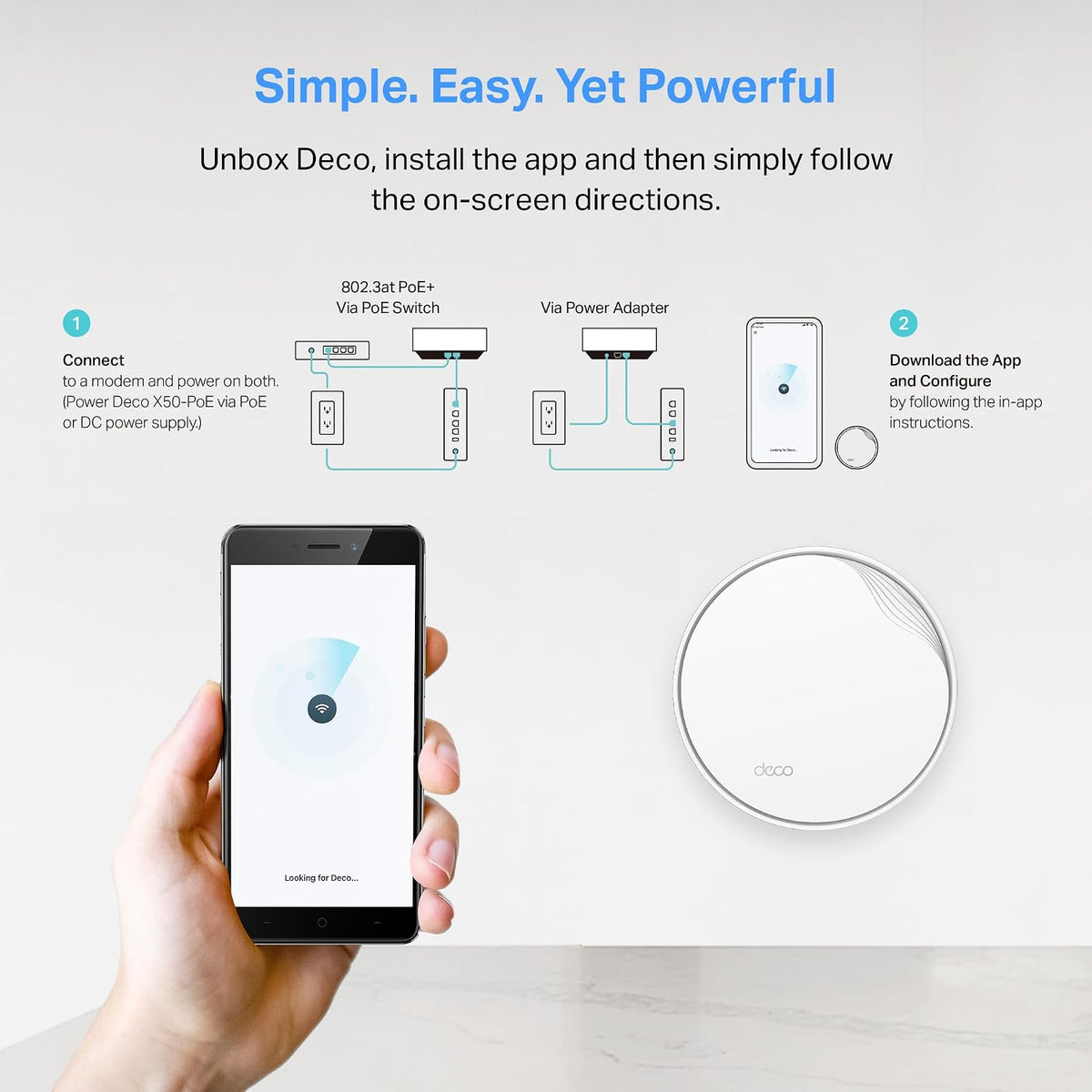 TP-Link Deco AX3000 Mesh WiFi 6, Ceiling/Wall-Mountable, Replacing WiFi Router & Access Point, PoE-Powered, 2 PoE Ports (1 x 2.5G, 1 x Gigabit), 1-Pack