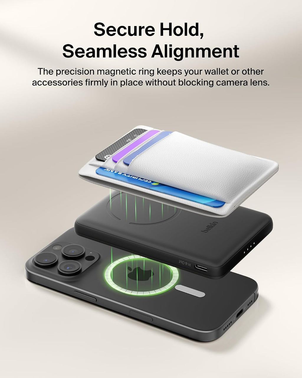 Belkin BoostCharge 5000mAh Magnetic Power Bank with Magnetic Ring - Black