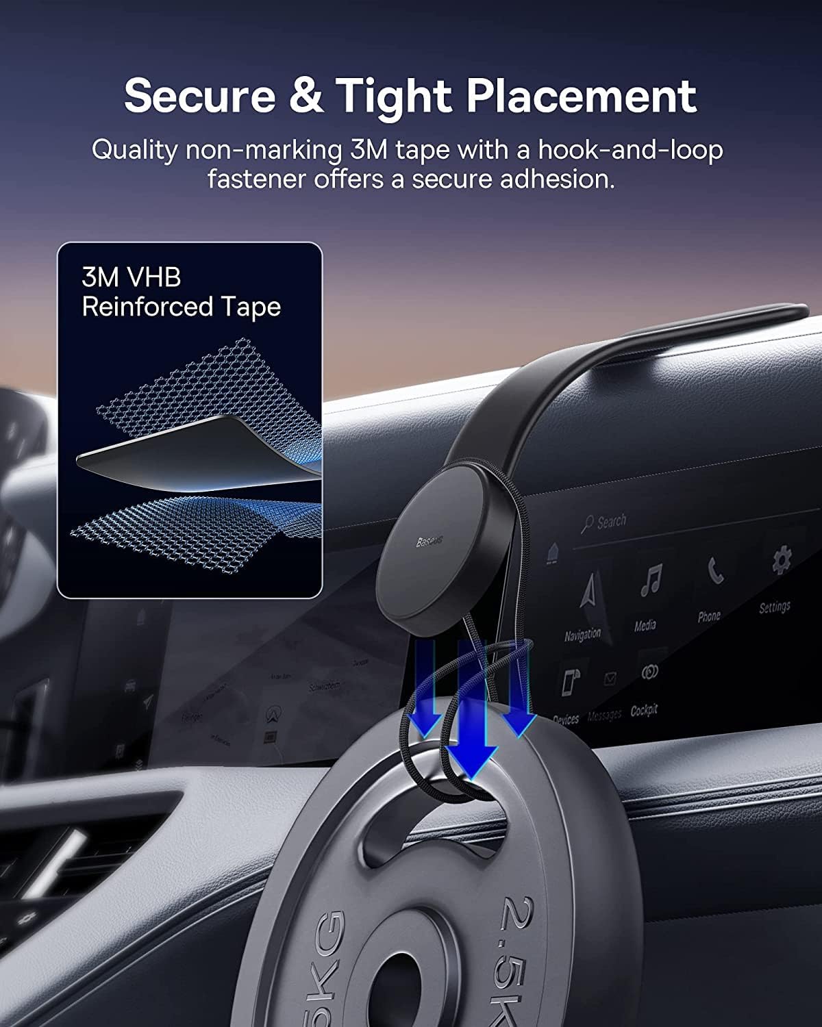 Baseus C02 Magnetic Phone Holder Magnetic Phone Holder for Car,MagSafe Dash Mount — Black