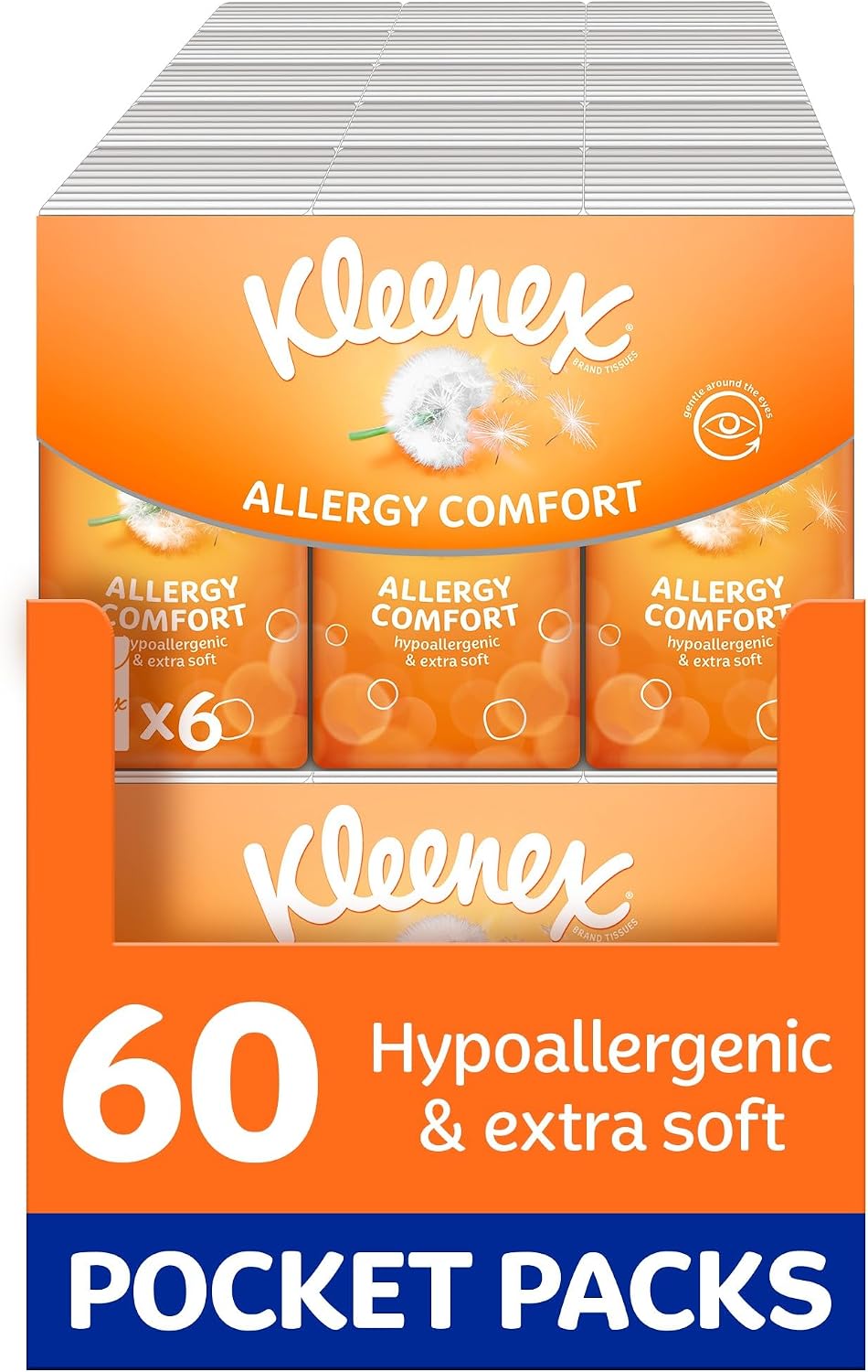Kleenex® Allergy Comfort™ Pocket Pack Tissues, 60 Sheets (P6 x 10) — front product image
