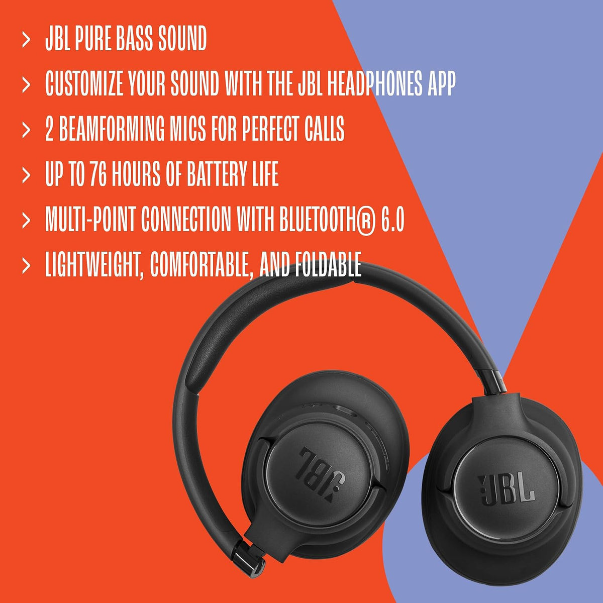 JBL Tune 730BT Wireless Over-Ear Headphones — White