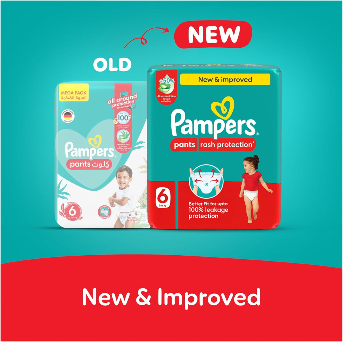 Pampers Rash Protection Culotte Pants Diapers Size 6, 16+kg Box 168 Count