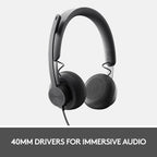 Logitech Zone 750 Wired Headset — Graphite