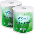 Nice Touch 2-Ply Kitchen Paper Towel Tissue Rolls, 600 Sheets per Roll, 2 Maxi Rolls, 500g Each, Diamond Embossed, High Absorbency & Ultra-Soft Texture — front product image