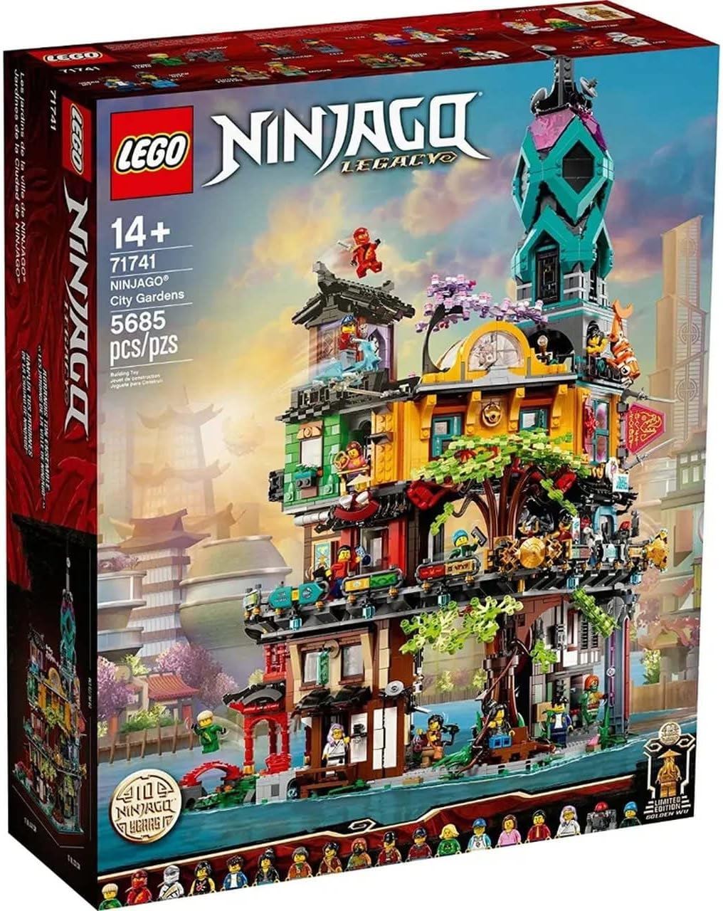 LEGO NINJAGO City Gardens Playset Featuring 19 Minifigures - 10th Anniversary Edition 71741 Building Kit(5,685 Pieces)