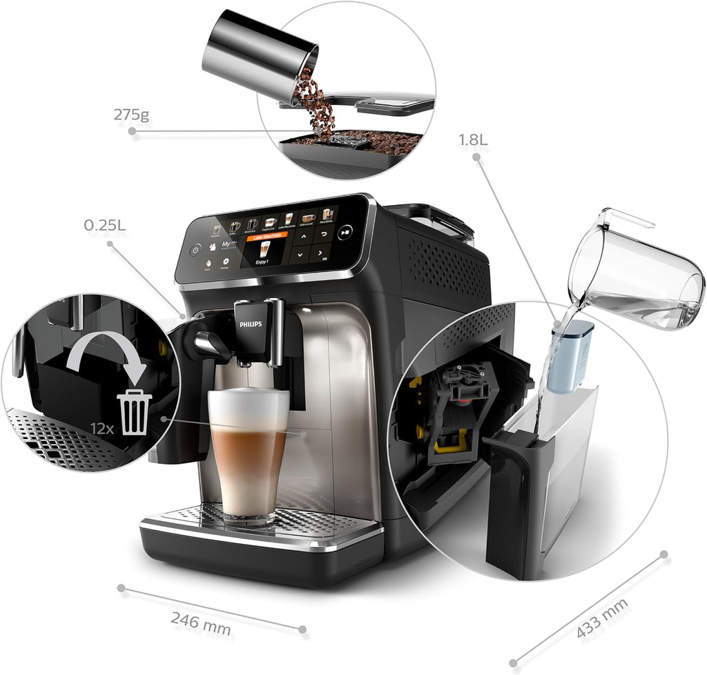Philips Fully Automatic Coffee Machine, 20 Hot & Cold Beverages, 4 Profiles — Black