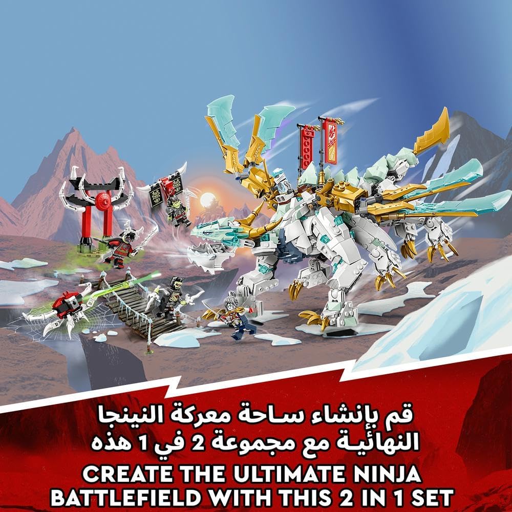 LEGO 71786 NINJAGO Zane’s Ice Dragon Creature 2in1 Dragon Toy to Action Figure Warrior, Model Building Kit, Construction Set for Kids, Boys & Girls with 5 Minifigures