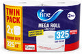 Fine Kitchen Paper Towel 2 Rolls, 325m X 1 ply, Fine Mega Roll, Sterilized Tissues For Germ Protection — front product image