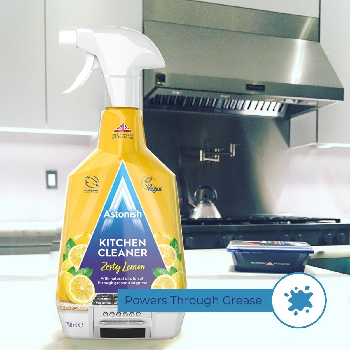 Astonish Bathroom Cleaner White Jasmine & Basil 750ML + Kitchen Cleaner Zesty Lemon 750ML - Streak Free Shine - Tough on Dirt & Grime - Deep & Effective Cleaning - Vegan - Cruelty Free - Eco Friendly — additional product view 5
