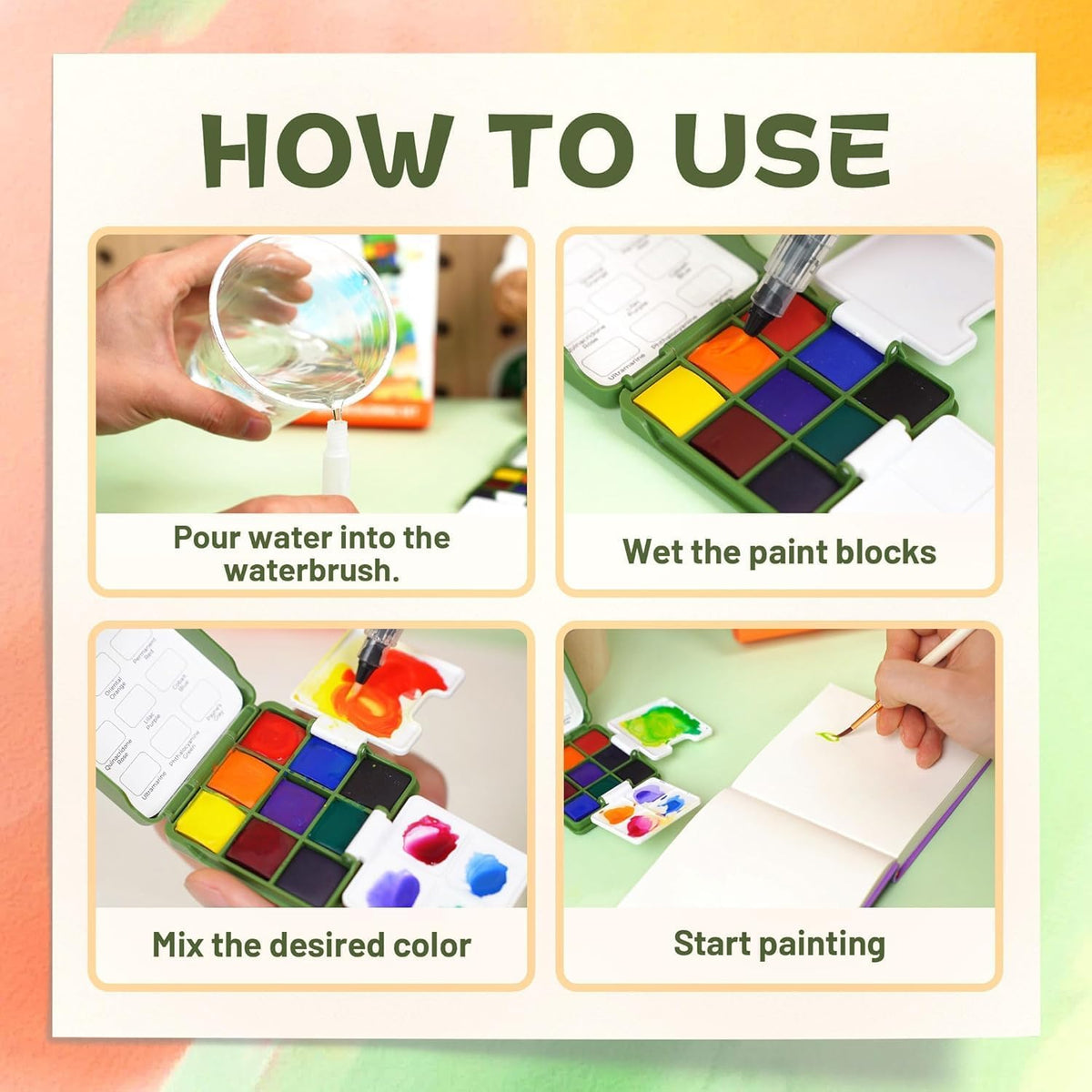 YPLUS Pocket Watercolour Painting Kit — 9 Colours