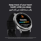 Samsung Galaxy Watch8 Classic White, LTE, 46mm Smartwatch, Cushion Design, Rotating Bezel, Quick Button, 3nm Processor, Sleep Coaching, Running Coach (UAE Version)