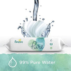 Baby Wipes, Pampers Aqua Pure Sensitive Water Baby Diaper Wipes, Hypoallergenic and Unscented, 56 Count (Pack of 12)