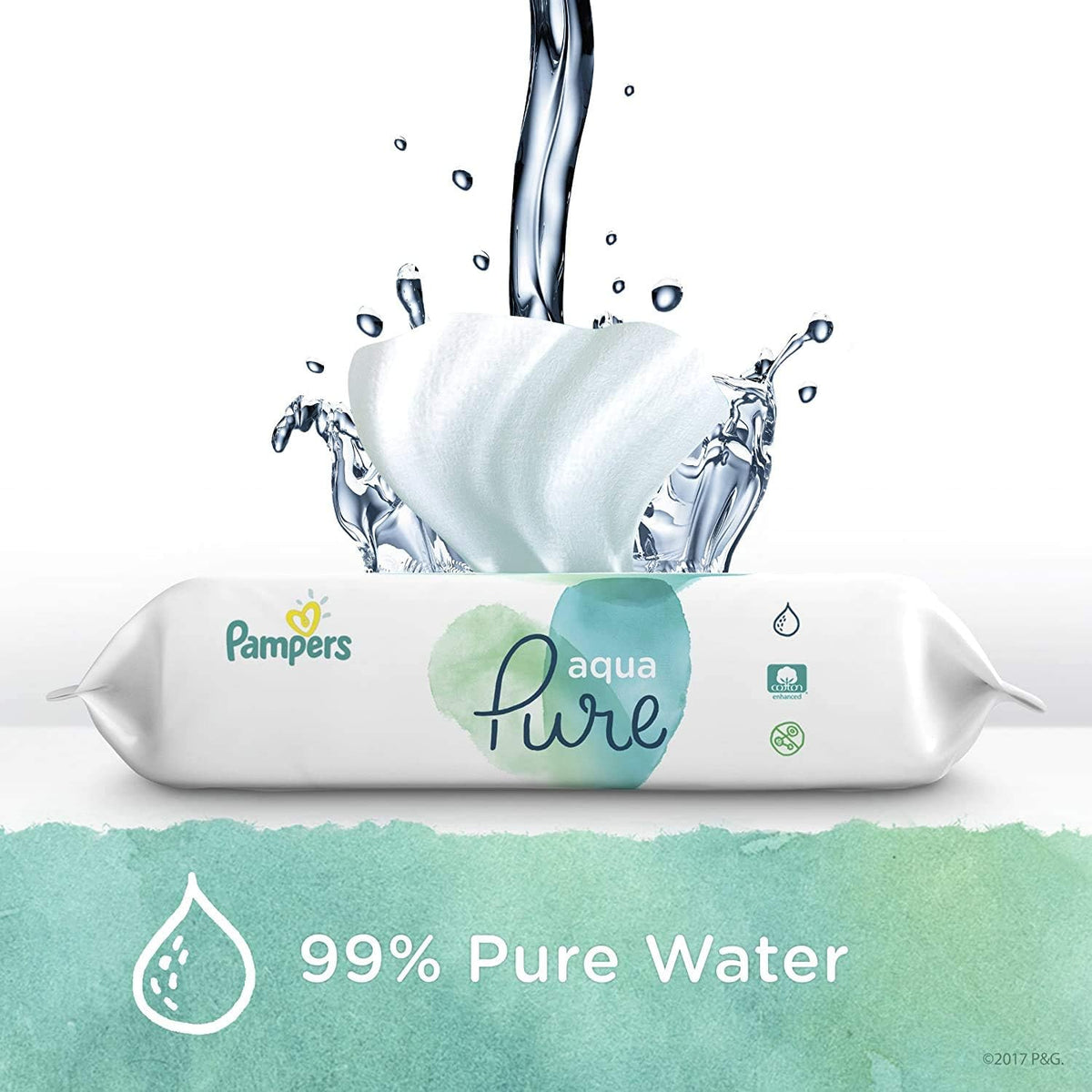 Baby Wipes, Pampers Aqua Pure Sensitive Water Baby Diaper Wipes, Hypoallergenic and Unscented, 56 Count (Pack of 12)