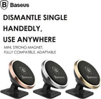 Baseus 360° Adjustable Magnetic Car Phone Holder | Universal Stick-On Dashboard Mount & Mini Mobile Stand | Aluminum Alloy Magnetic Magnet — 360°Rotation- Small — Silver