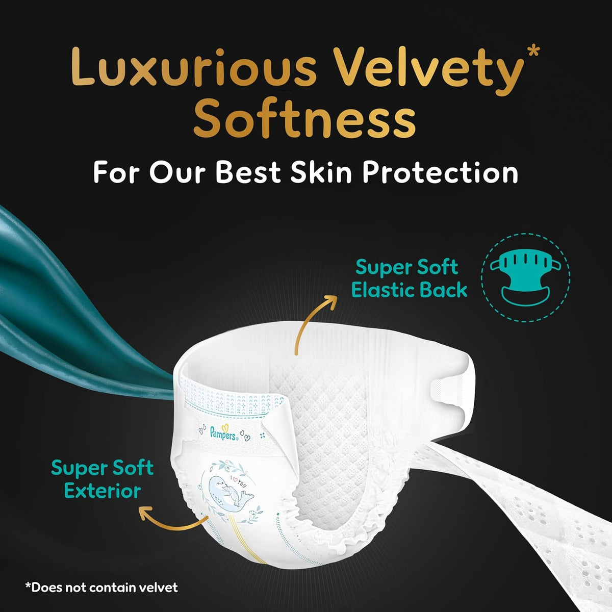Pampers Luxurious Skin Touch Premium Diapers 11-16kg Size 5,38 for Toddlers