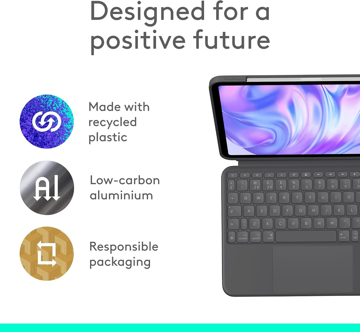 Logitech Combo Touch Keyboard Case for iPad Air 11-inch M2 / M3 / M4 and Air 5th Gen — Oxford Grey