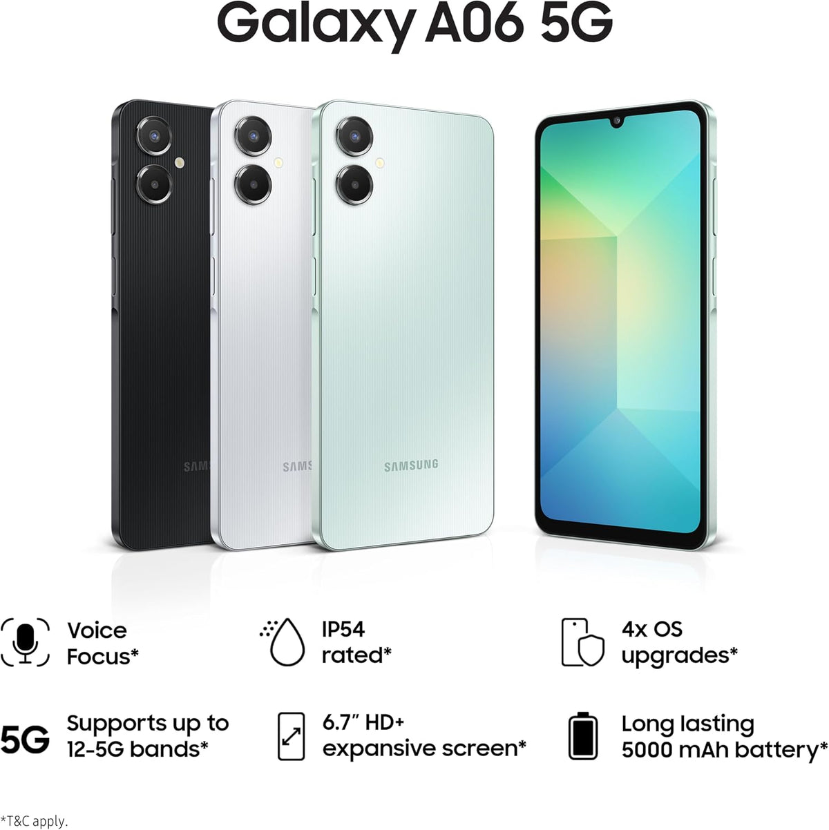 Samsung Galaxy A06 5G (Black, 4GB RAM, 64GB Storage) | 17.13 cm HD+ Display | 50MP Dual Camera | 5000mAh Battery | IP54 Rated | Expandable Storage | Works Worldwide | Indian Version