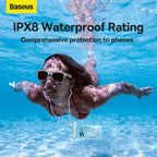 Baseus Waterproof Phone Pouch, Universal IPX8 Waterproof Protection Dry Bag with Neck and Wrist Strip — Cylinder Lock — White