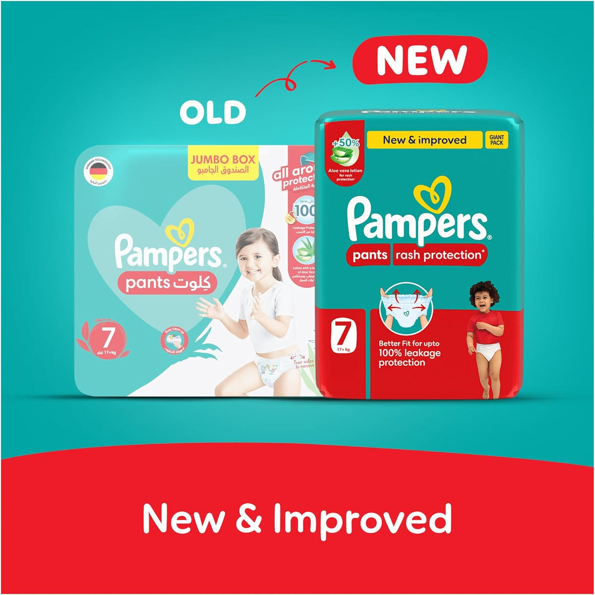 Pampers Rash Protection Culotte Pants Diapers 20+kg Size 7 Box 62 Count