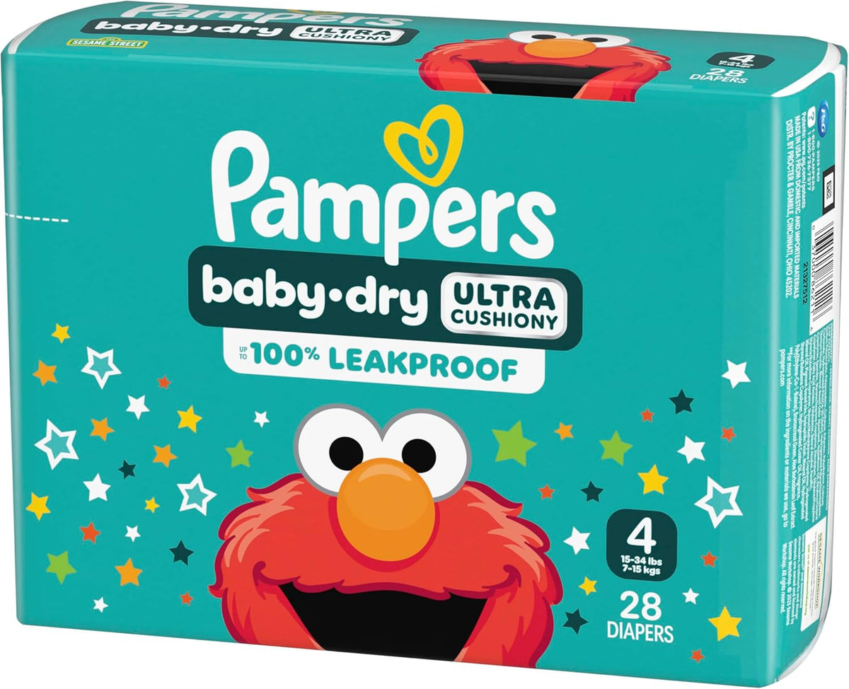 Pampers Diapers - Baby Dry - Size 4, 28 Count, Absorbent Disposable Infant Diaper (Packaging May Vary)