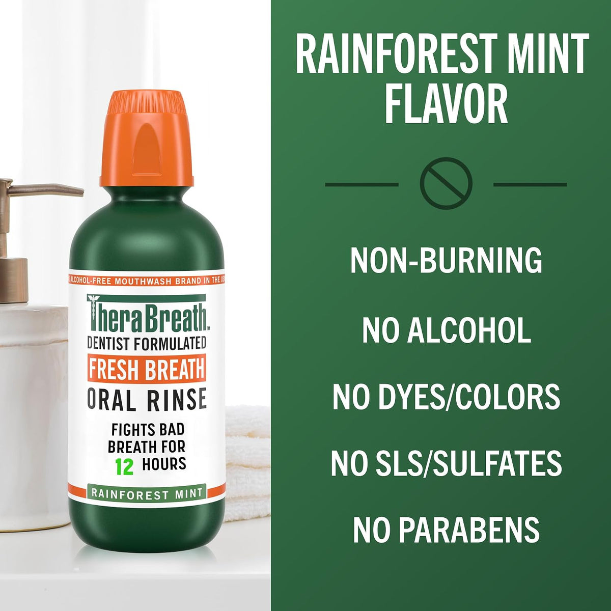 TheraBreath Fresh Breath Oral Rinse, Rainforest Mint, 16 oz, 2-Pack — additional product view 5