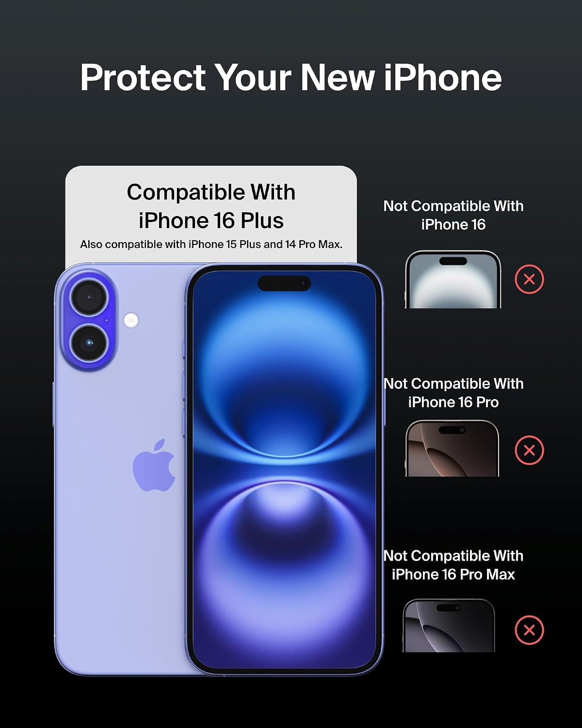 Belkin ScreenForce InvisiGlass iPhone 16 Plus Screen Protector, scratch-resistant, easy align tray for bubble free application, made with recycled glass for iPhone 16 Plus, iPhone 15 Plus, 14 Pro Max