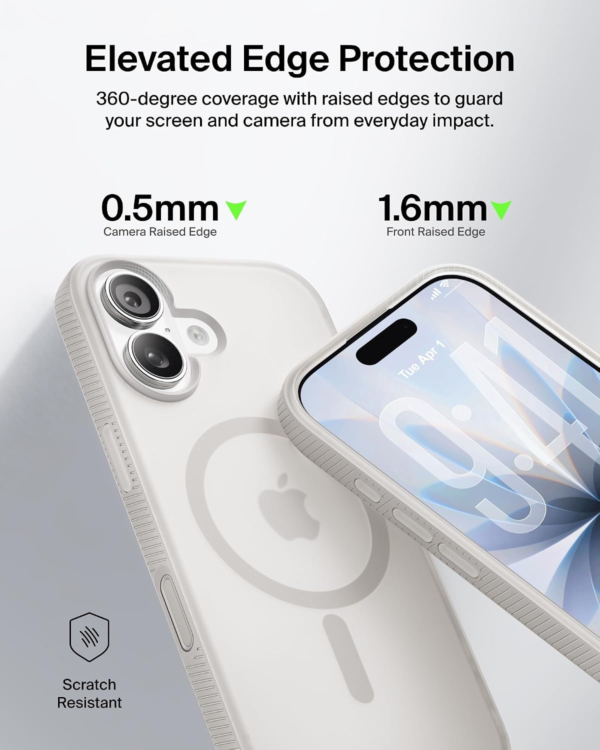 Belkin SheerForce Grip MagSafe Compatible iPhone 17 Case with Slim Design & Anti-Slip Side Lines - Magnetic, Transparent, & Shockproof Protective iPhone Case - Sand