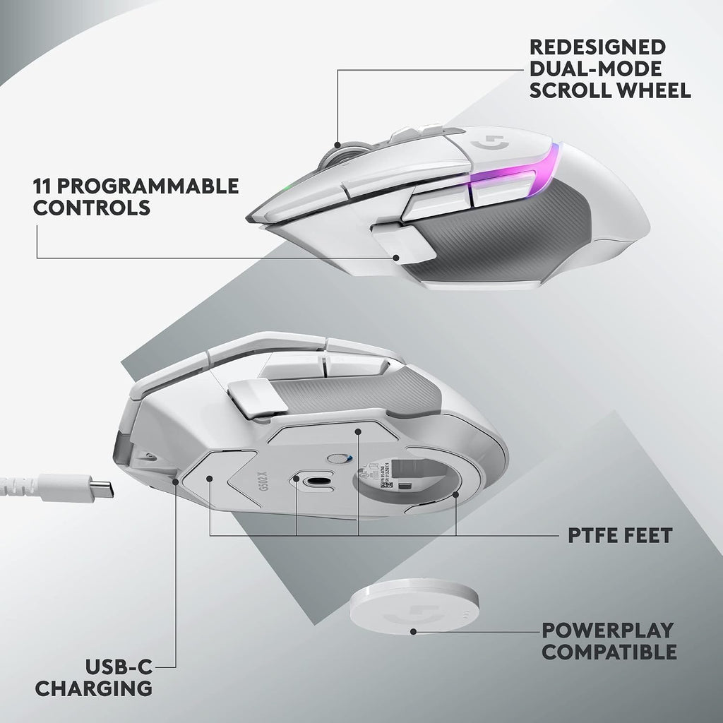 Logitech G502 X PLUS Wireless Gaming Mouse — White