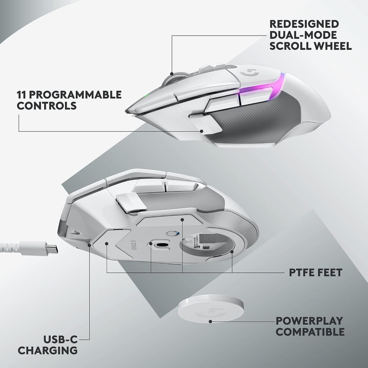 Logitech G502 X PLUS Wireless Gaming Mouse — White