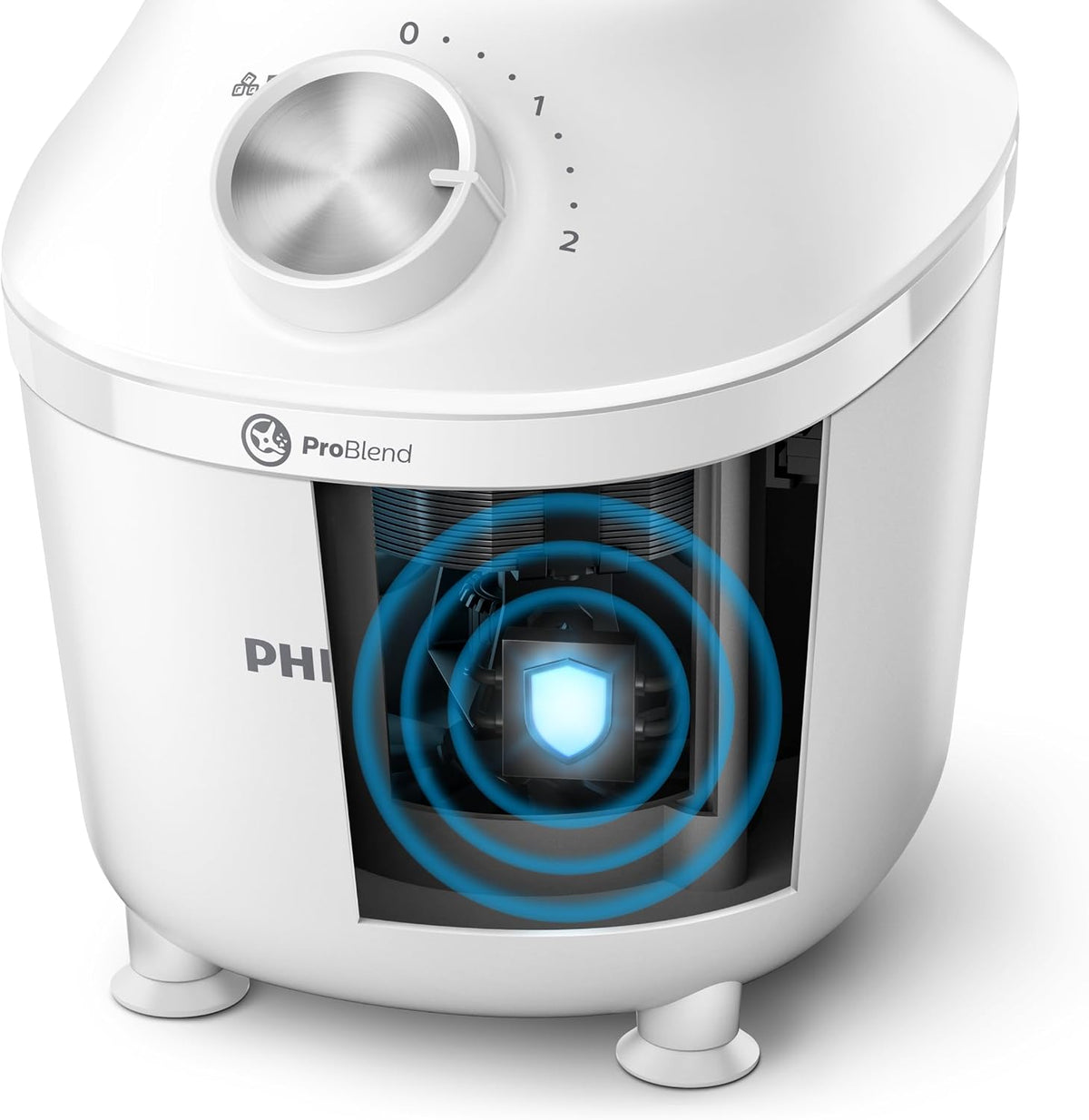 Philips Blender 600W, 2L Glass Jar Capacity, 2 Speed Settings + Pulse — white