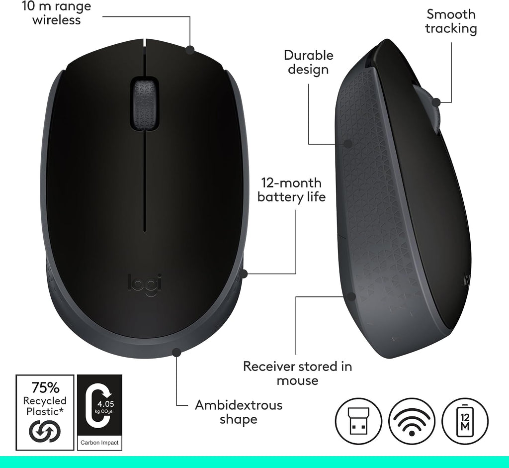 Logitech M171 Wireless Mouse — Silver