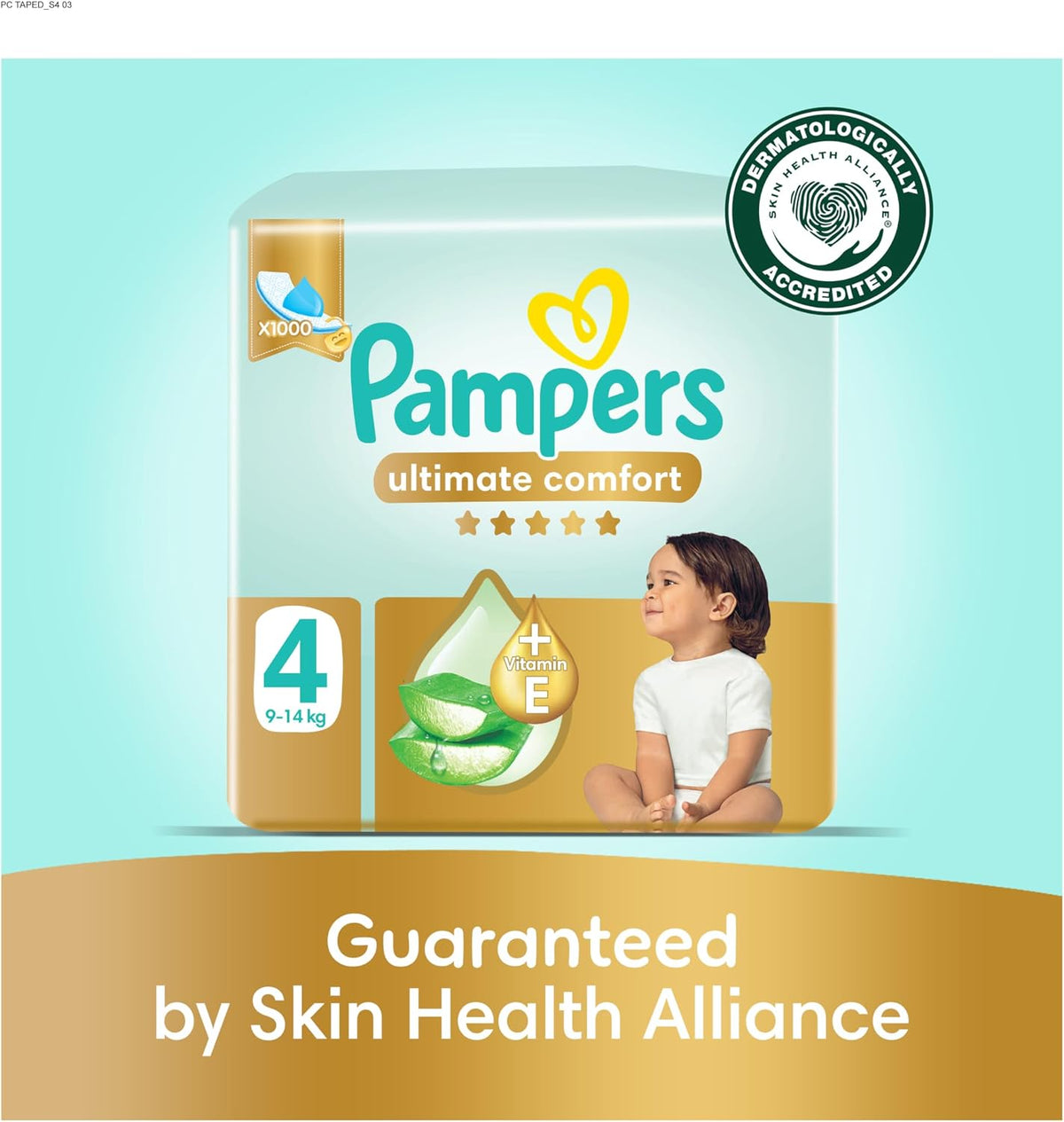Pampers Ultimate Comfort Premium Taped Diapers 9-14kg Size 4 Box 222 Count