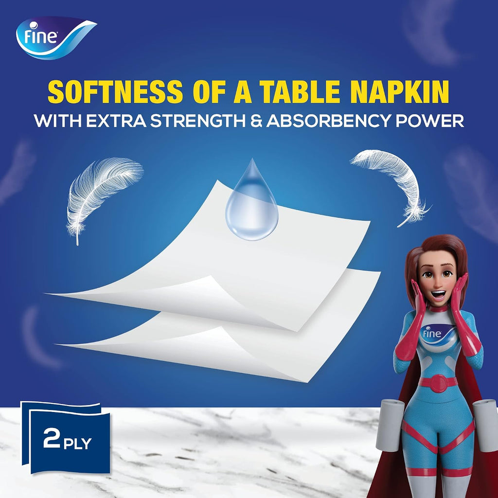 Fine Multi-Purpose Kitchen Paper Hand Towel Tissue, 150 sheets x 2Ply (Pack of 4) — additional view 3