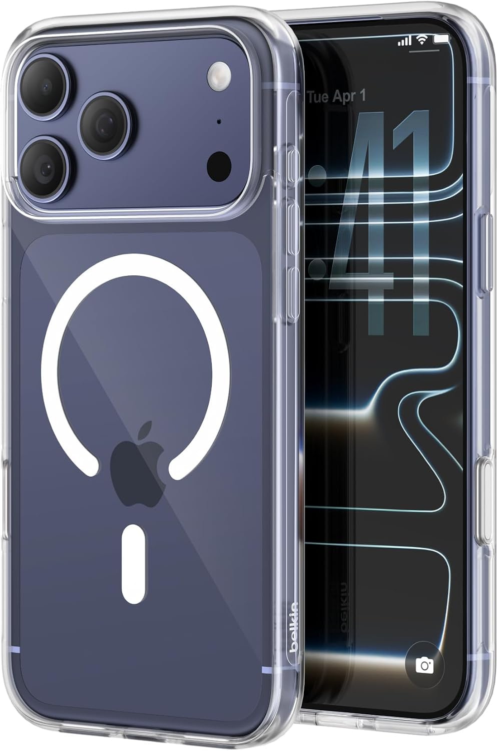 Belkin SheerForce Clear MagSafe Compatible iPhone 17 Pro Max Case with Slim Design & Anti-Scratch Treated Coating - Magnetic, Transparent, & Shockproof Protective iPhone Case - Clear