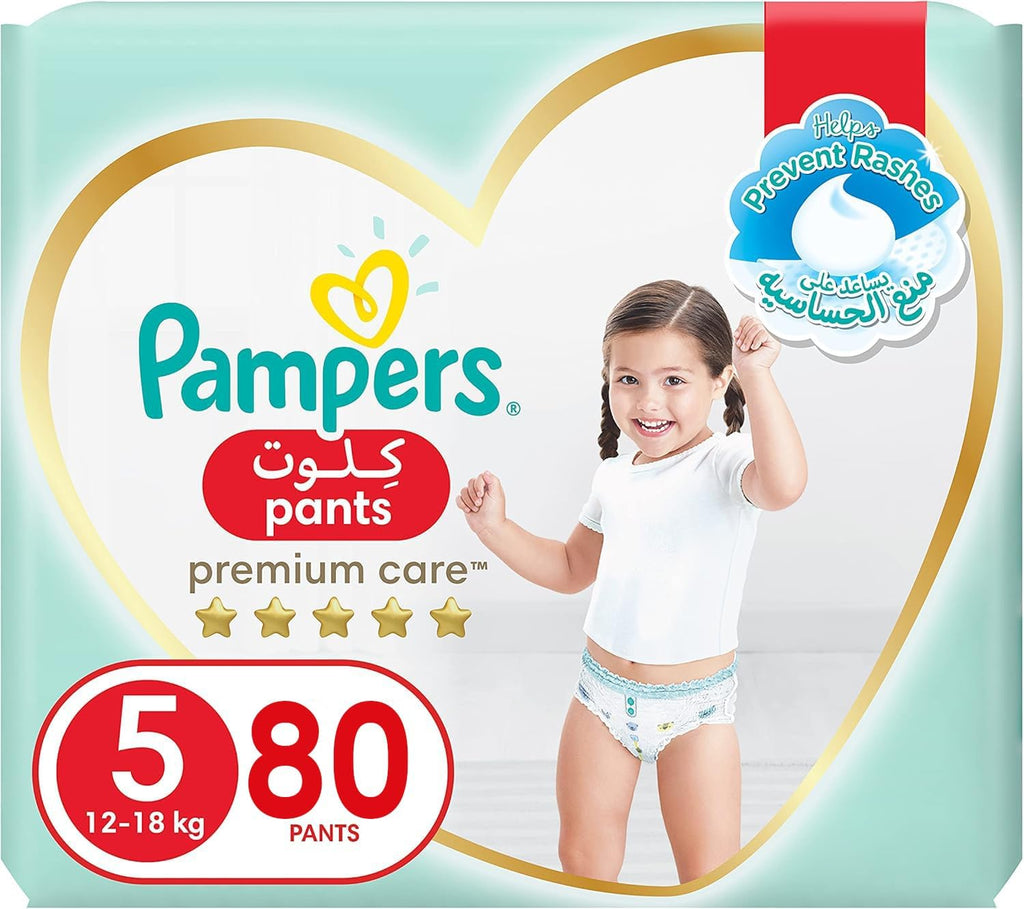Pampers Premium Care Pants Diapers, Size 5, 12-18kg, Unique Softest Absorption for Ultimate Skin Protection, 40 Count