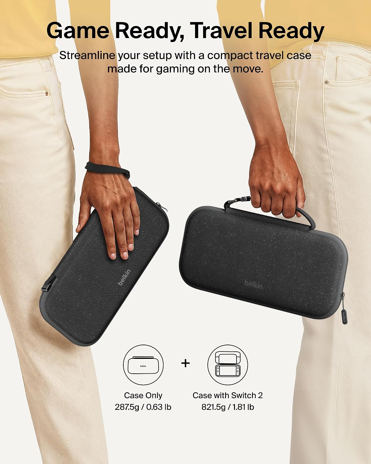 Belkin Gaming Nintendo Switch Case Travel Bag with AirTag Holder & Game Card Storage Pocket - Portable Lightweight Carrying Case with Hard Shell & Soft Interior