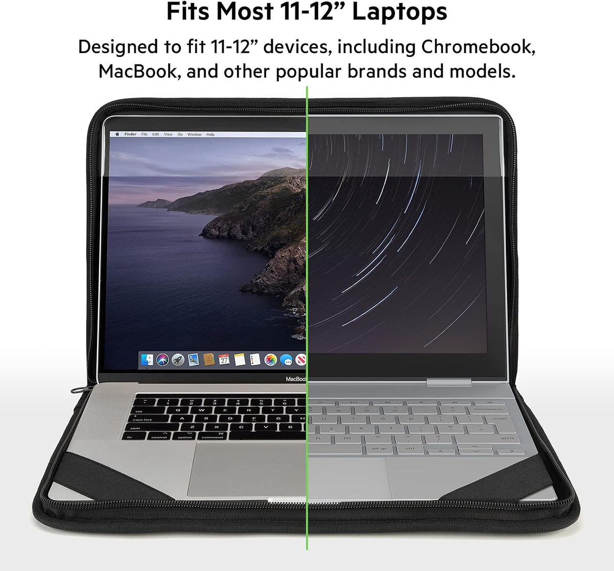 Belkin Always-On Protective Laptop Sleeve w/Dual Storage Pockets & Shock-Resistant Design for Device Protection - Fits 11in to 12in Laptop, Tablet, Chromebook, iPad, & MacBook - Travel & Daily Use
