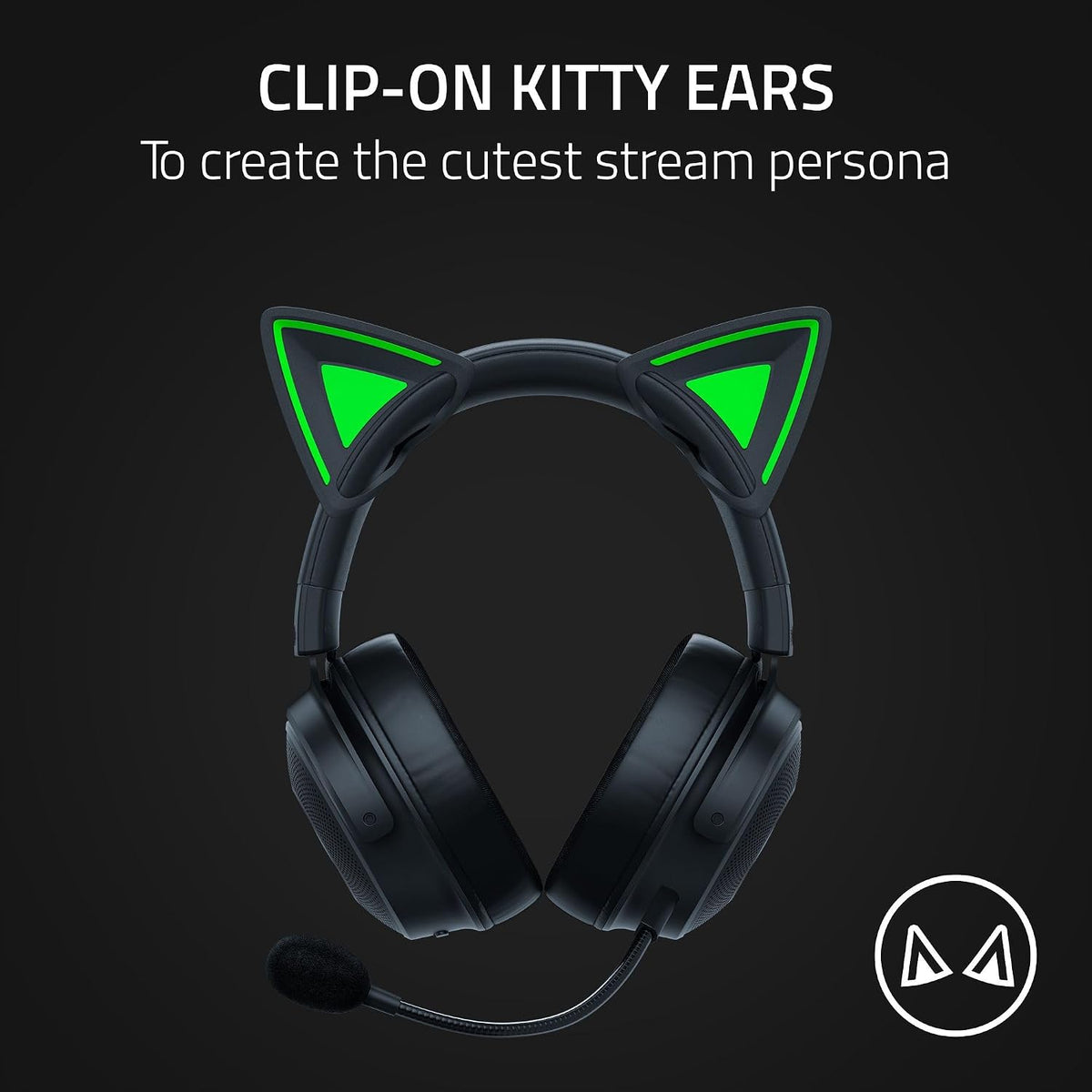 Razer Kitty Ears V2 — Black, Green — product image 2