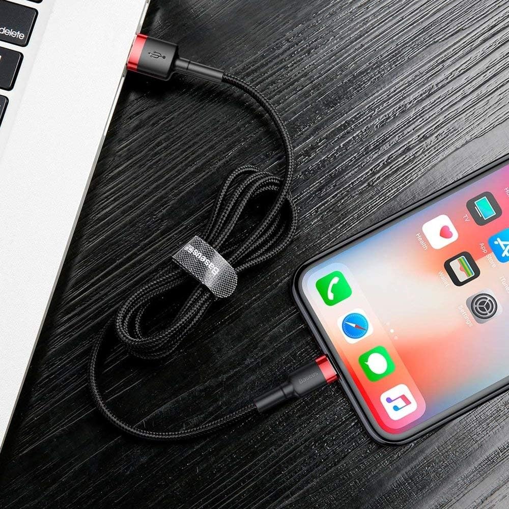 Baseus Lightning USB Cable for Apple Airpods (1st generation) Fast Charging 2A - 3 Meter - Black — White